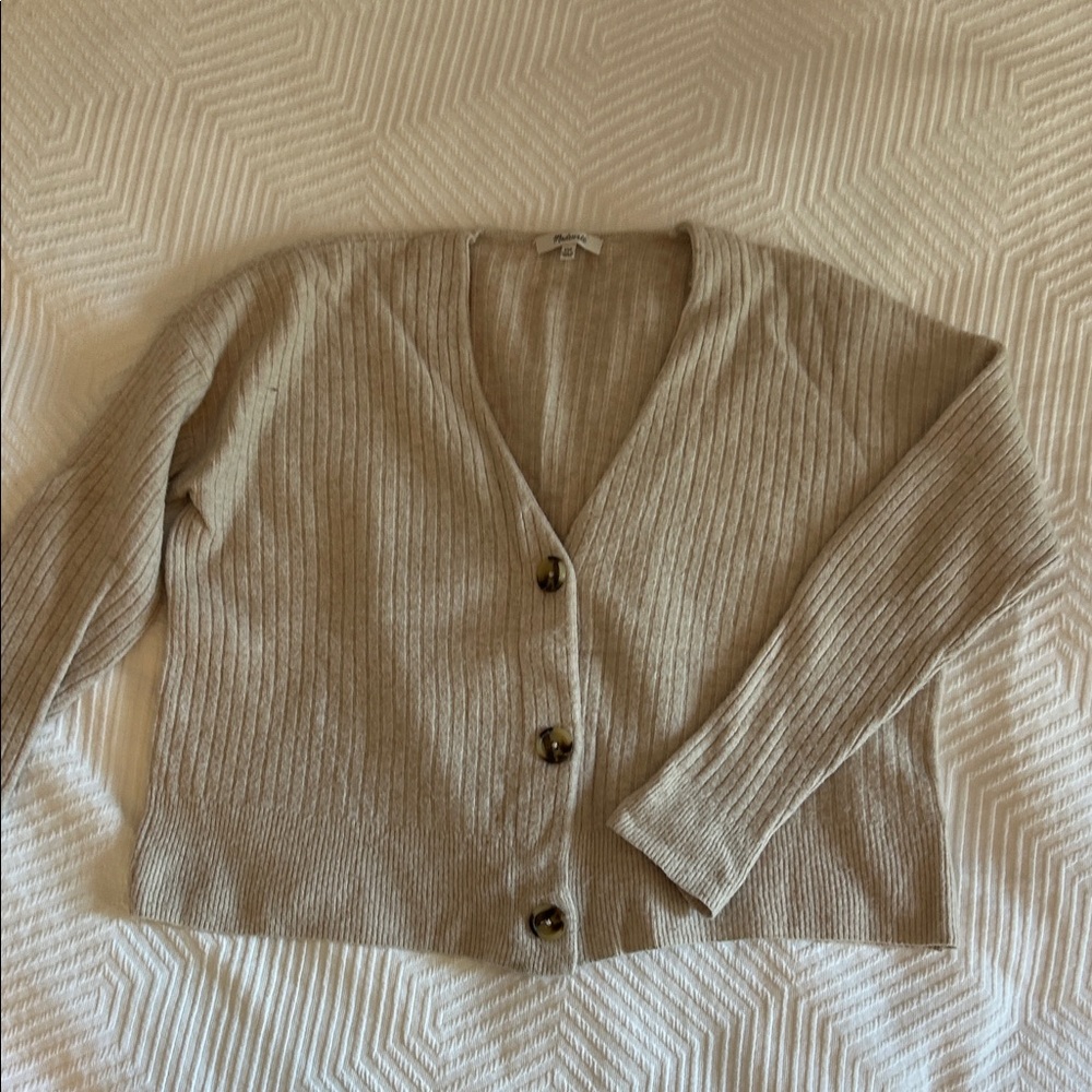 Madewell Light Tan Ribbed Cardigan